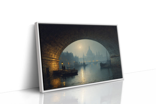 Thames Moonlight Through Stone Archways