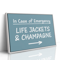 Life Jackets & Champagne Sign