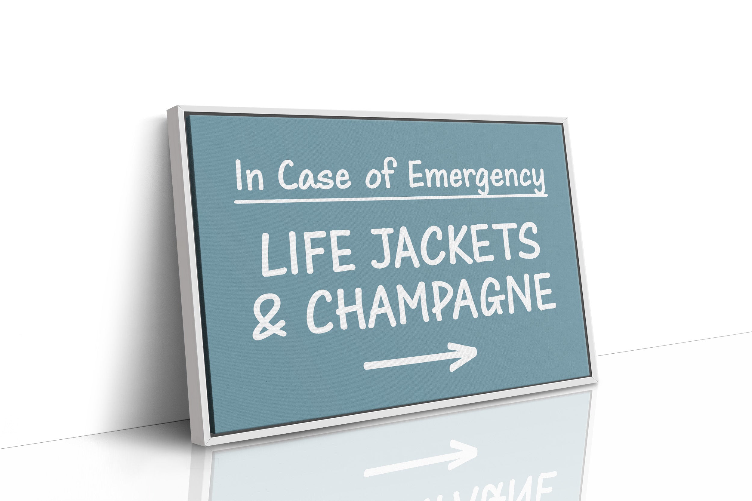 Life Jackets & Champagne Sign