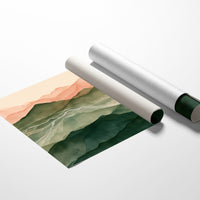 Coral Dawn Over Green Ridges