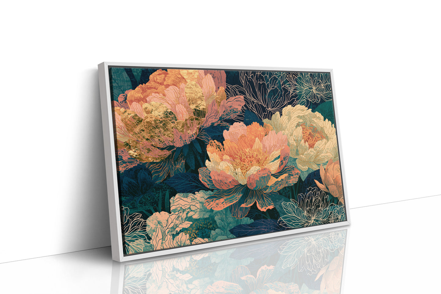 Peonies in Copper and Teal
