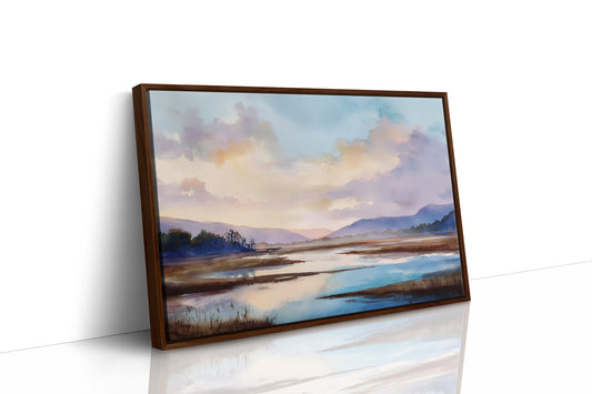 Lavender Lakes Between Distant Hills