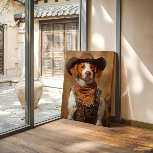 Brittany Spaniel Cowboy in Sunset Bandana