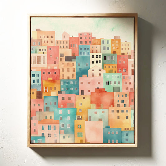 Stacked City Dreams Watercolor Print