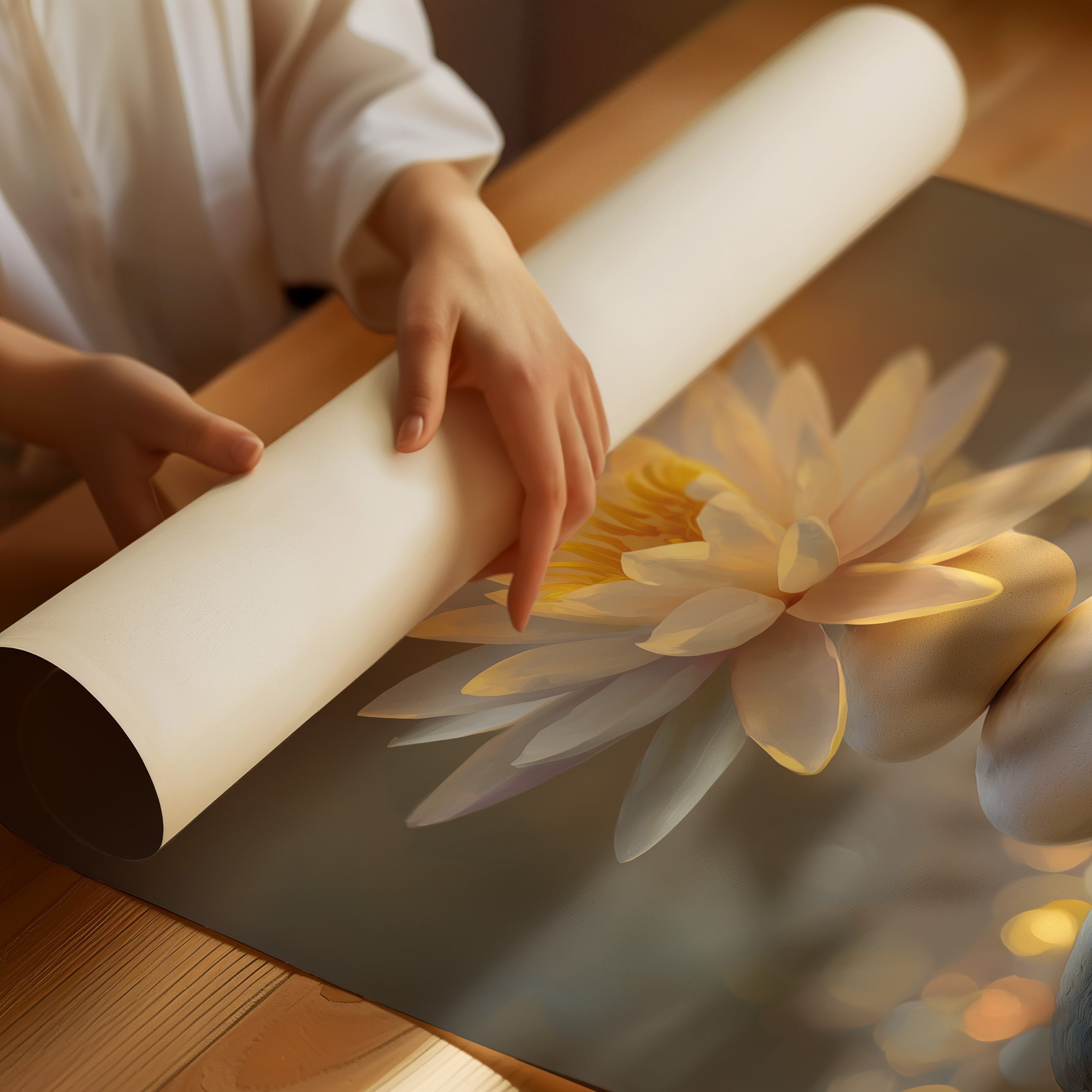 Sacred Lotus Bathes In Golden Light