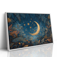 Golden Crescent Among Midnight Blooms