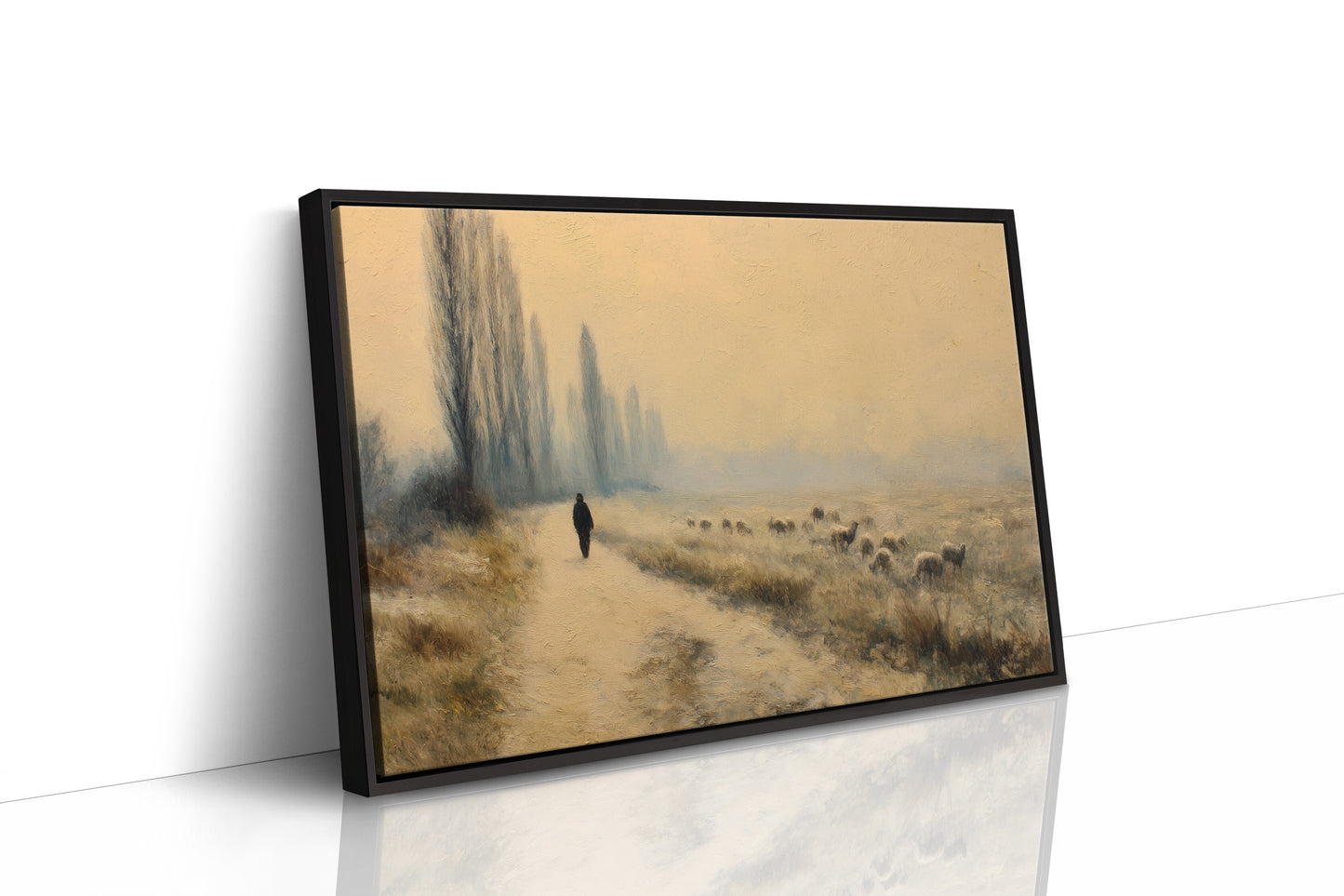 Solitude's Path Among Misty Poplars
