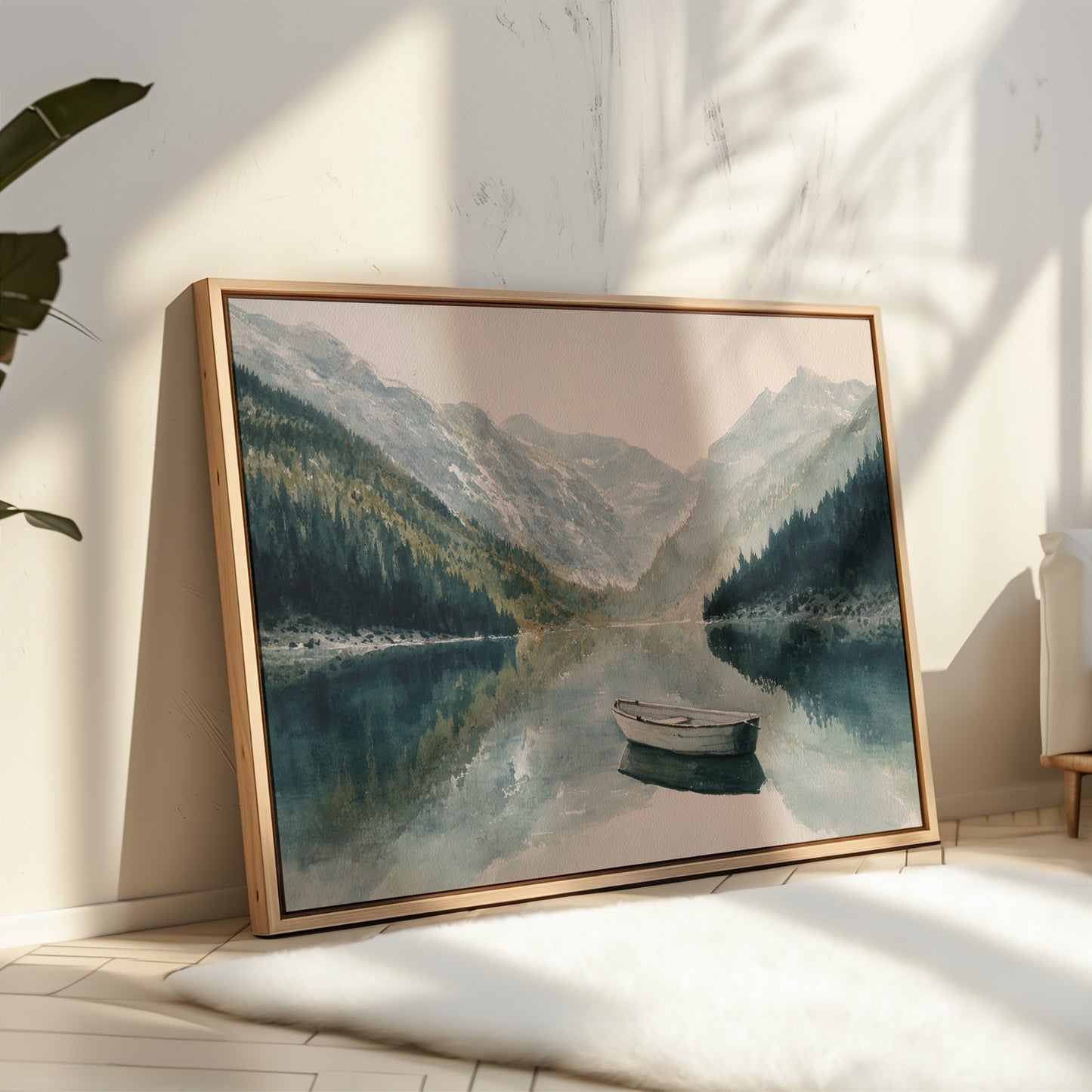 Lone Boat Mirrors Mountain Peace