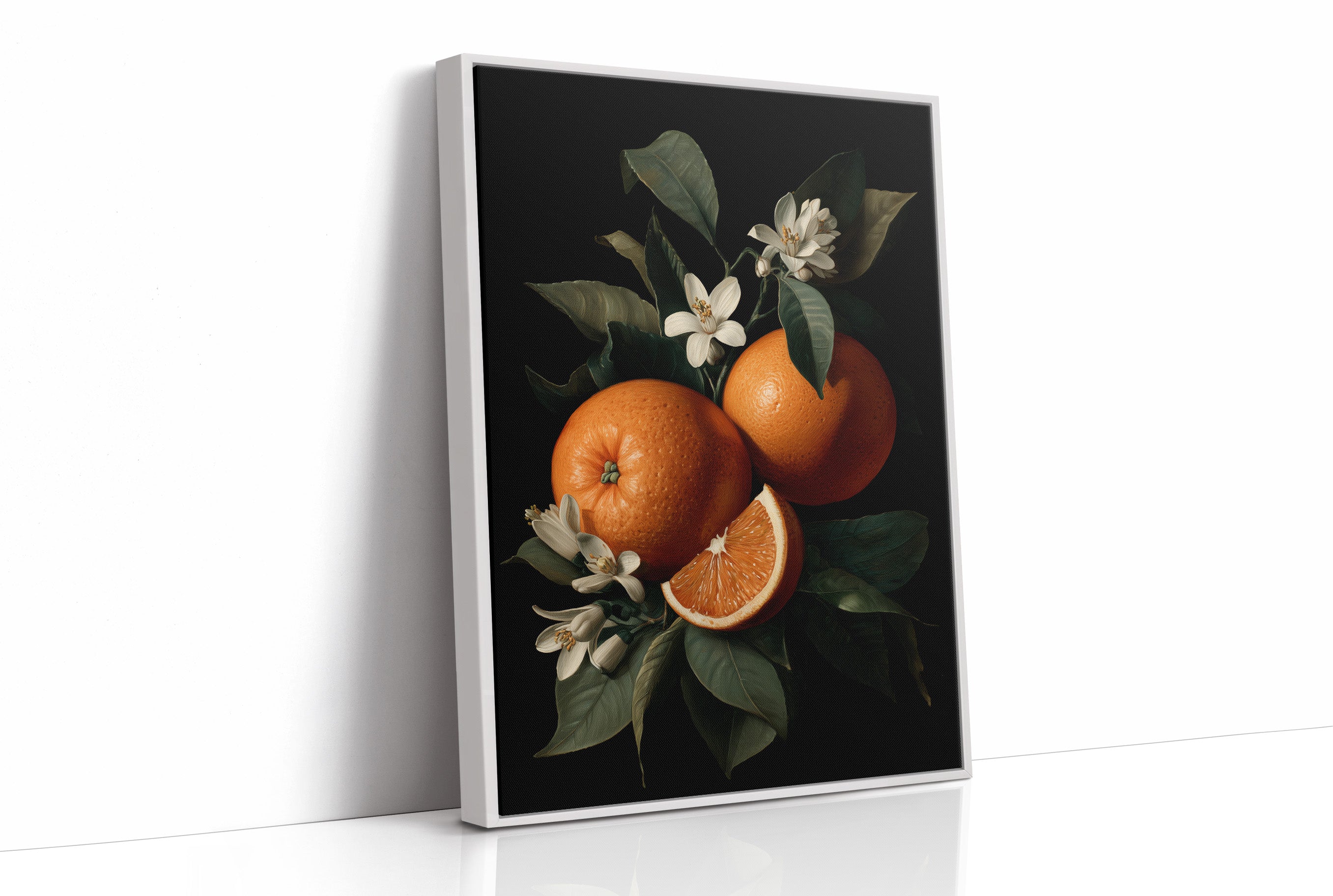 Citrus Blooms Against Midnight Velvet