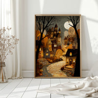 Harvest Moon Over Cobblestone Streets
