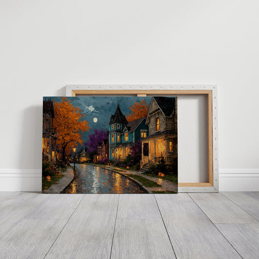 Autumn Glow on Cobblestone Lane