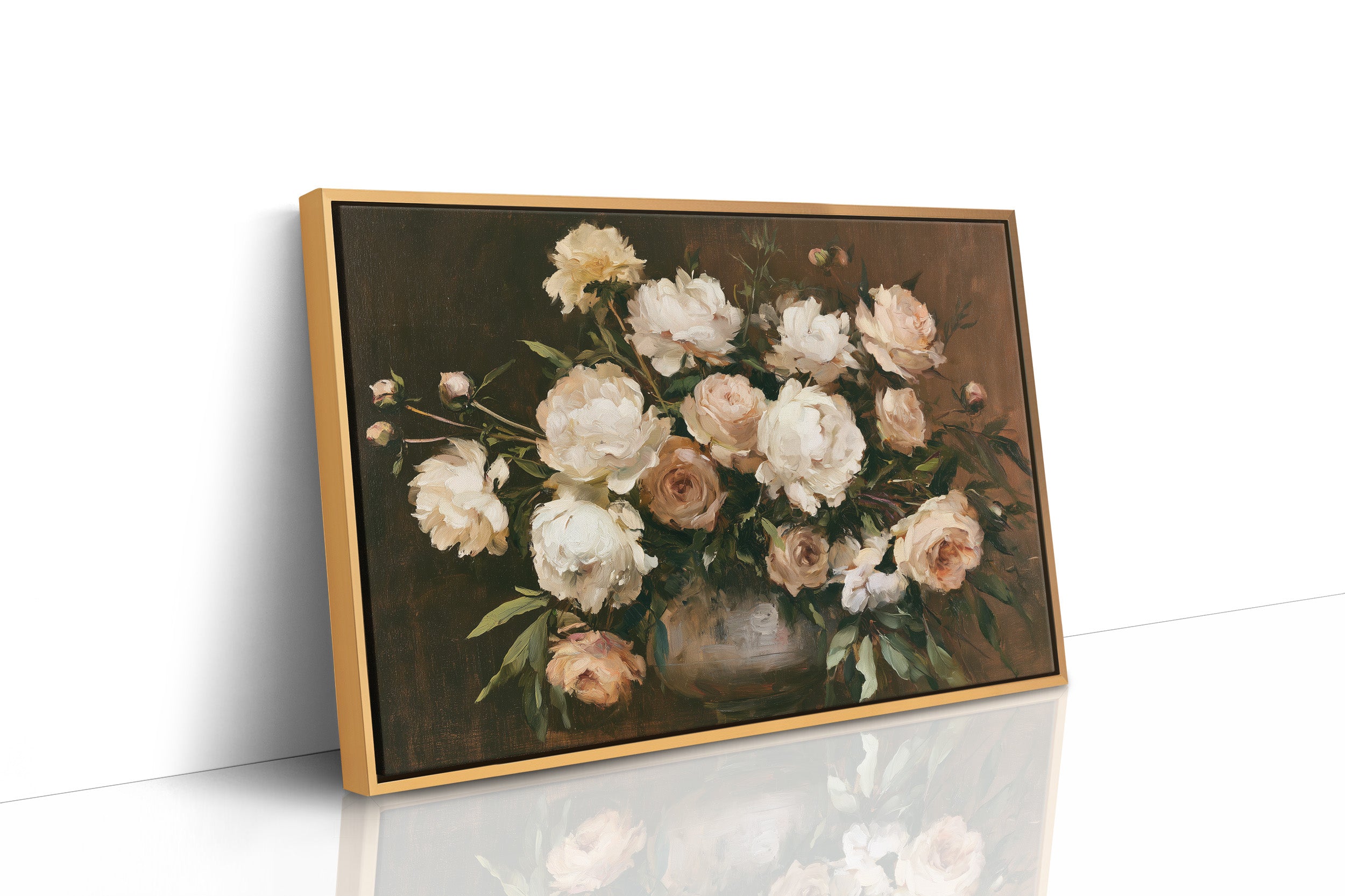 Roses and Peonies, Antique Vase