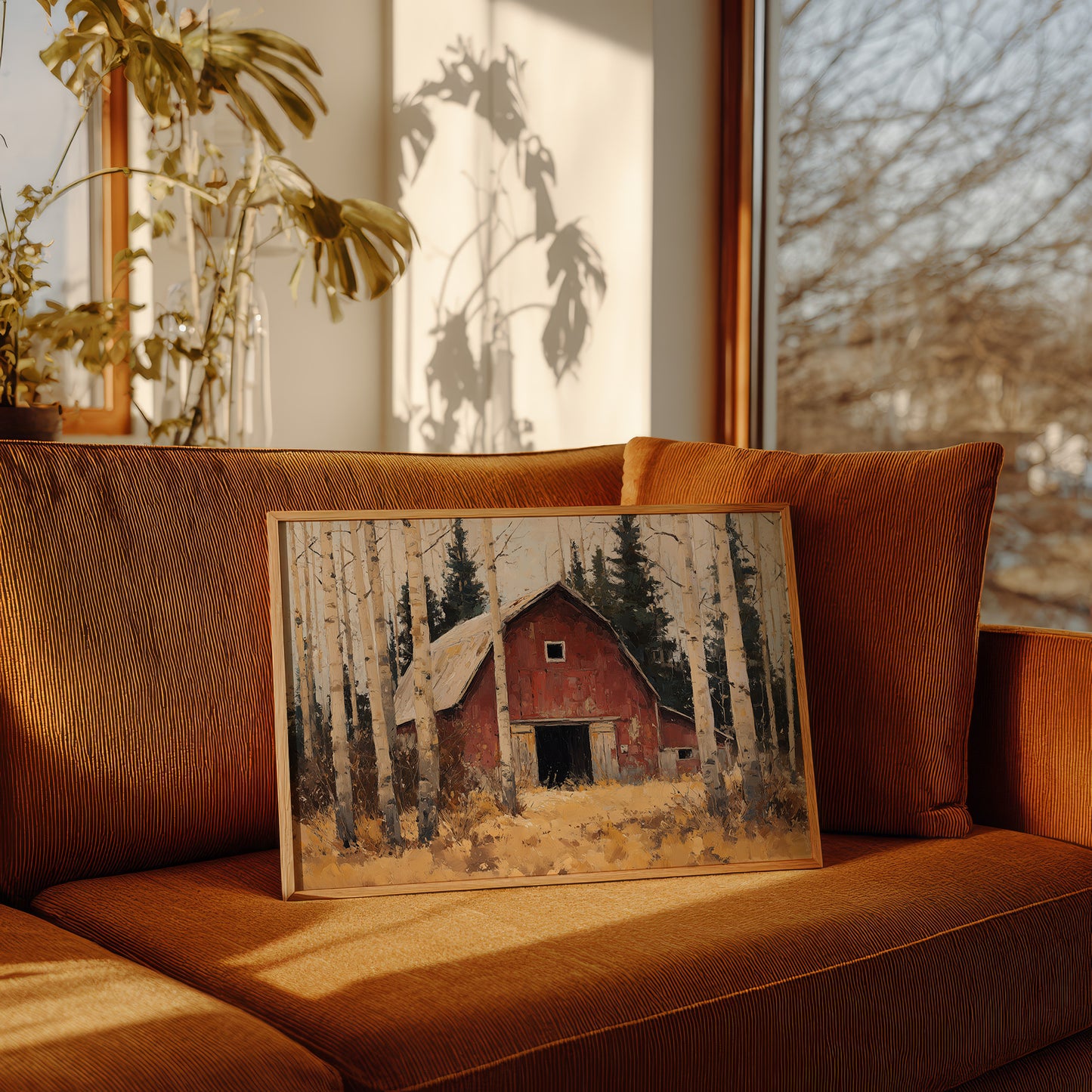 Birch Trees Guard Autumn's Barn