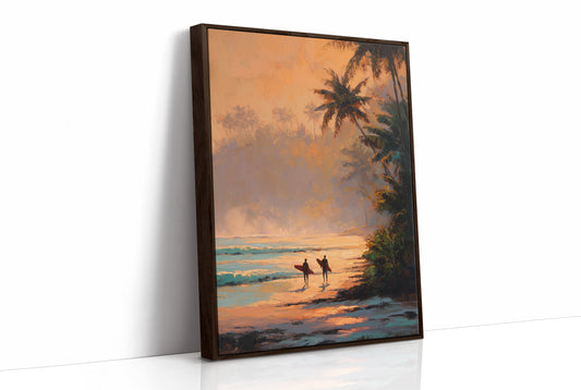 Sunset Surfers Await Their Wave