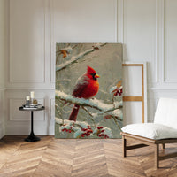 Crimson Among Frosted Branches