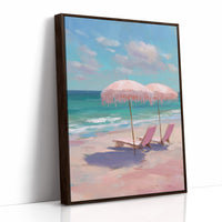 Blush Parasols Await Seaside Dreams
