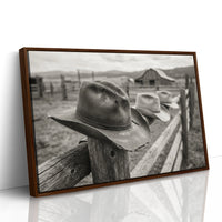 Row of Hats on the Ranch Fence