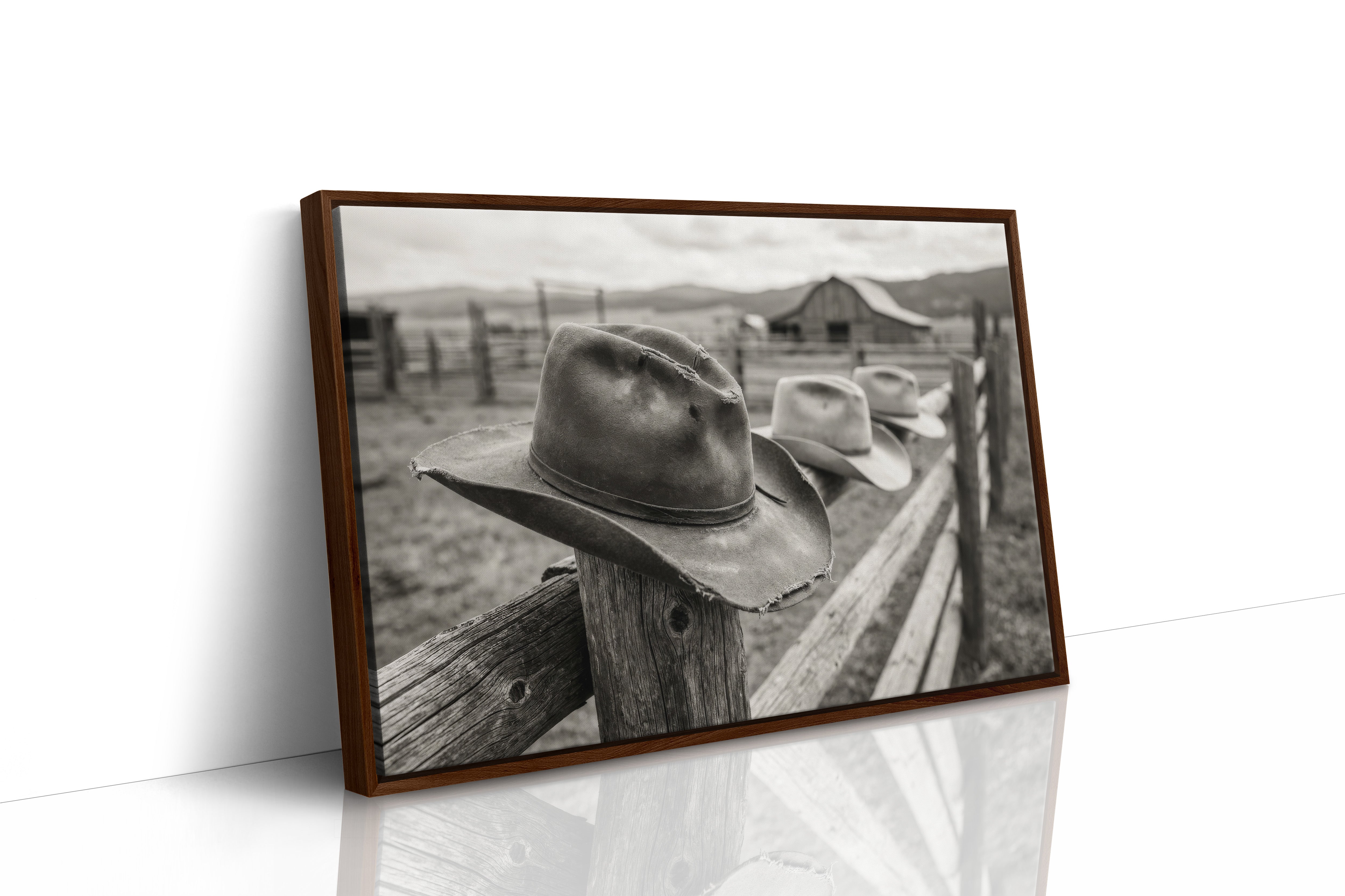 Row of Hats on the Ranch Fence