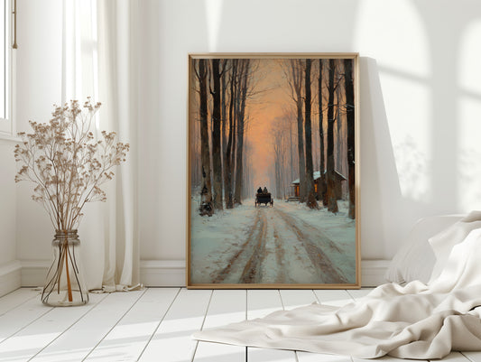 Carriage Through a Winter Glow