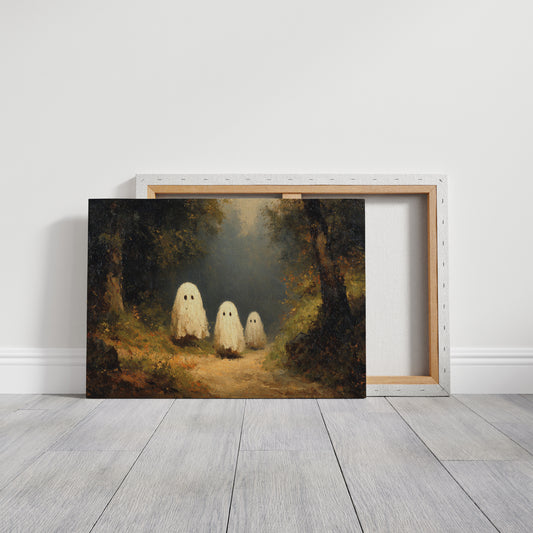 Whimsical Spirits in a Misty Forest