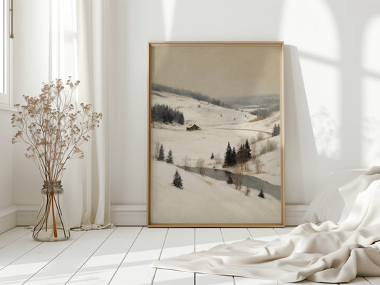 A Cabin Stands Amidst Winter's Embrace