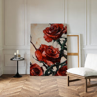 Crimson Roses with Thorns