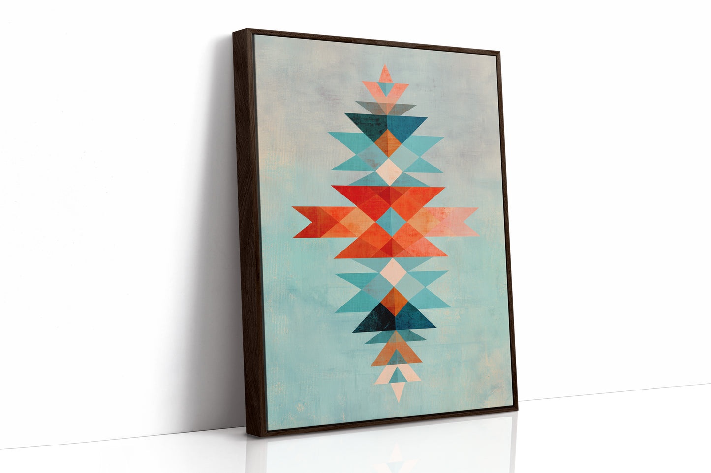 Geometric Harmony in Turquoise and Coral