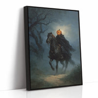 Headless Horseman Gothic Canvas Print - Enigmatic Wall Art - Black Framed Canvas image 1