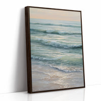 Seafoam Rhythms Against Wooden Frame