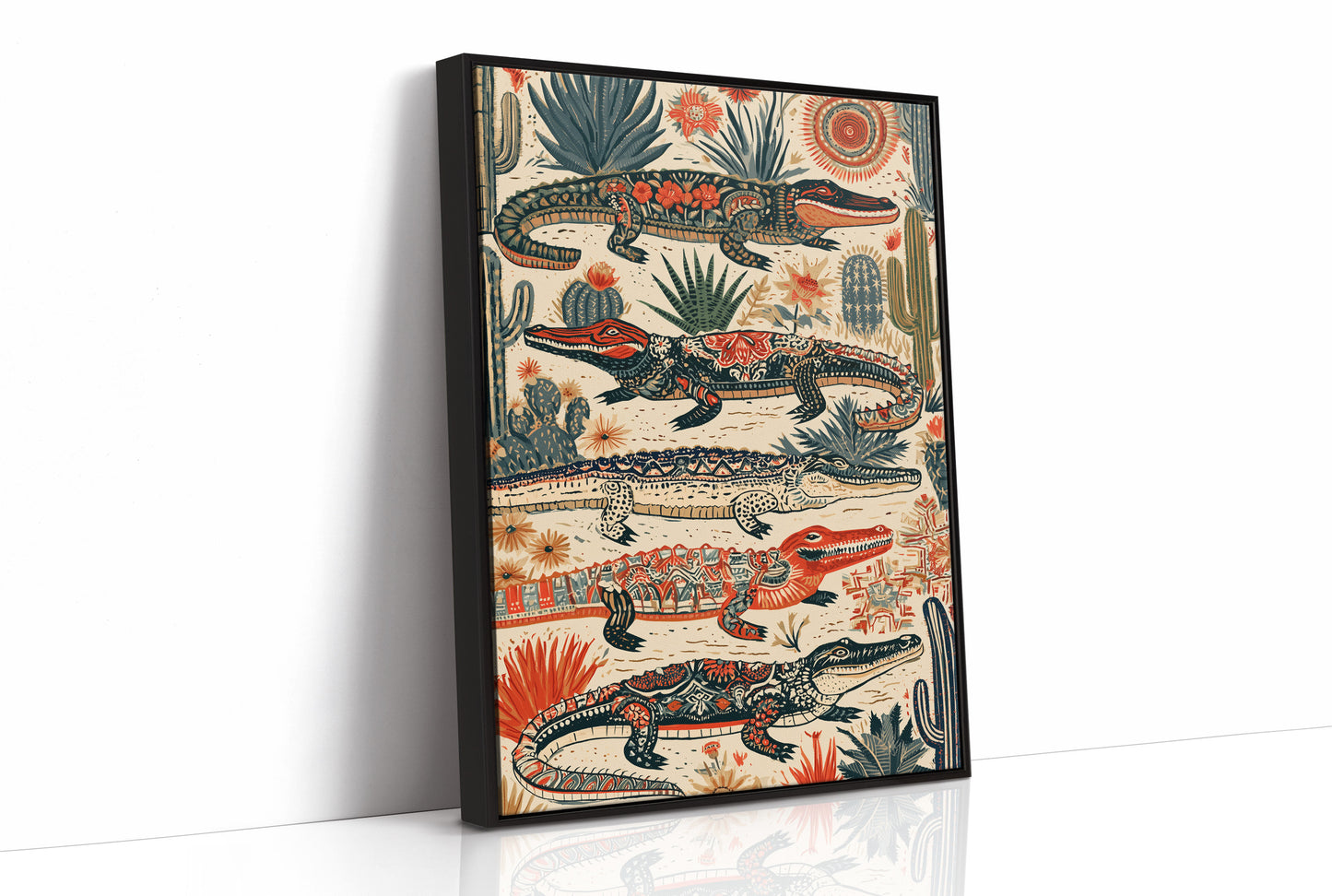 Desert Alligators in Folk Pattern
