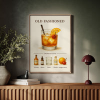Old Fashioned Cocktail Recipe Art Print