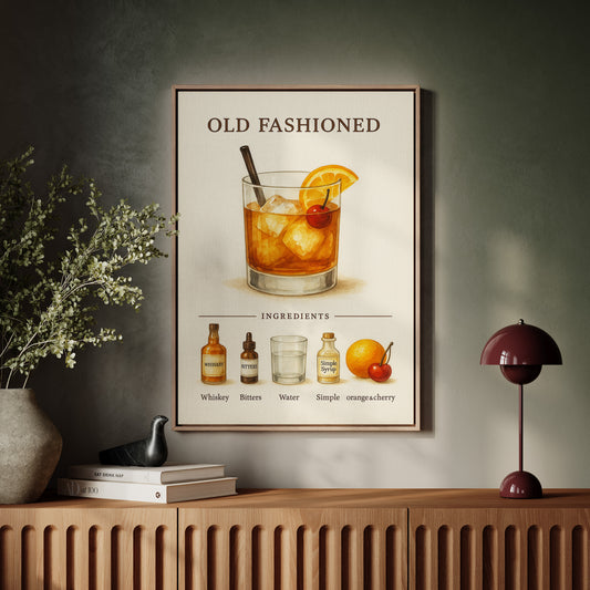 Old Fashioned Cocktail Recipe Art Print