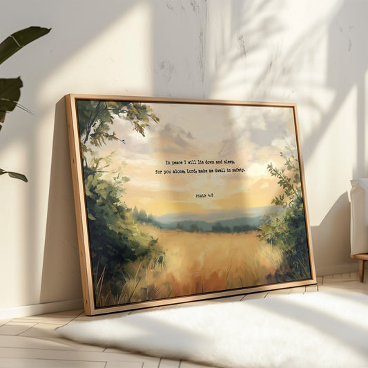 Golden Field of Peace with Psalm 4:8