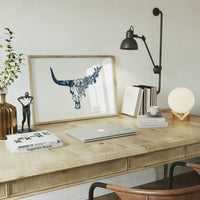 Floral Longhorn Skull Wall Art – Western Boho Cow Skull Print