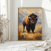 Majestic Bison in Golden Grasslands
