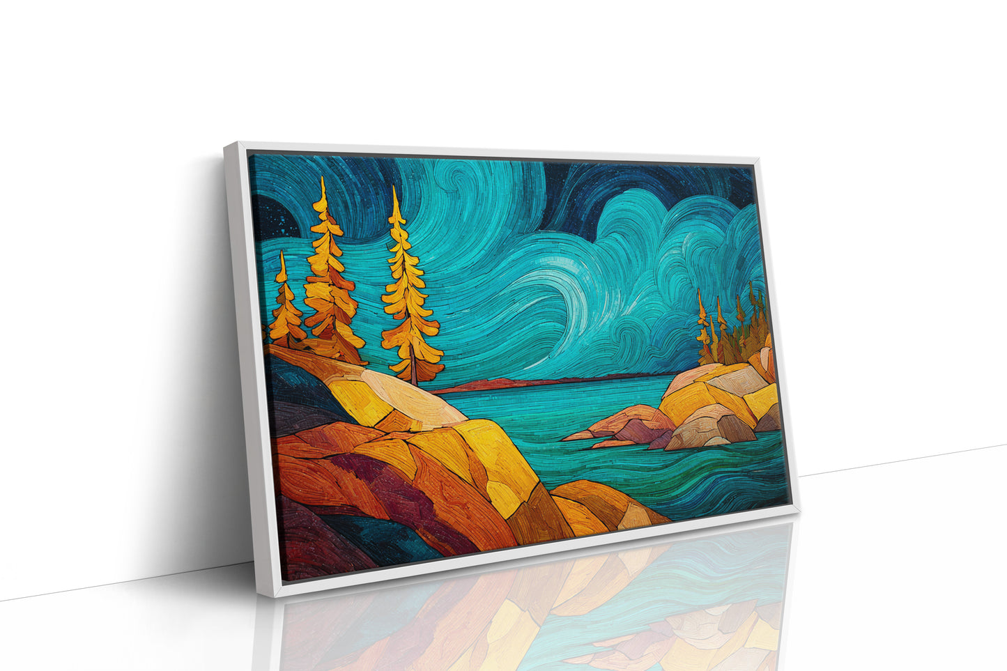 Golden Pines Dance Above Turquoise Waters