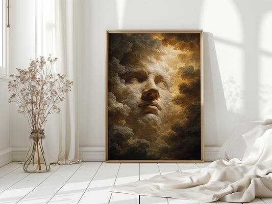 A Face Amongst Golden Clouds