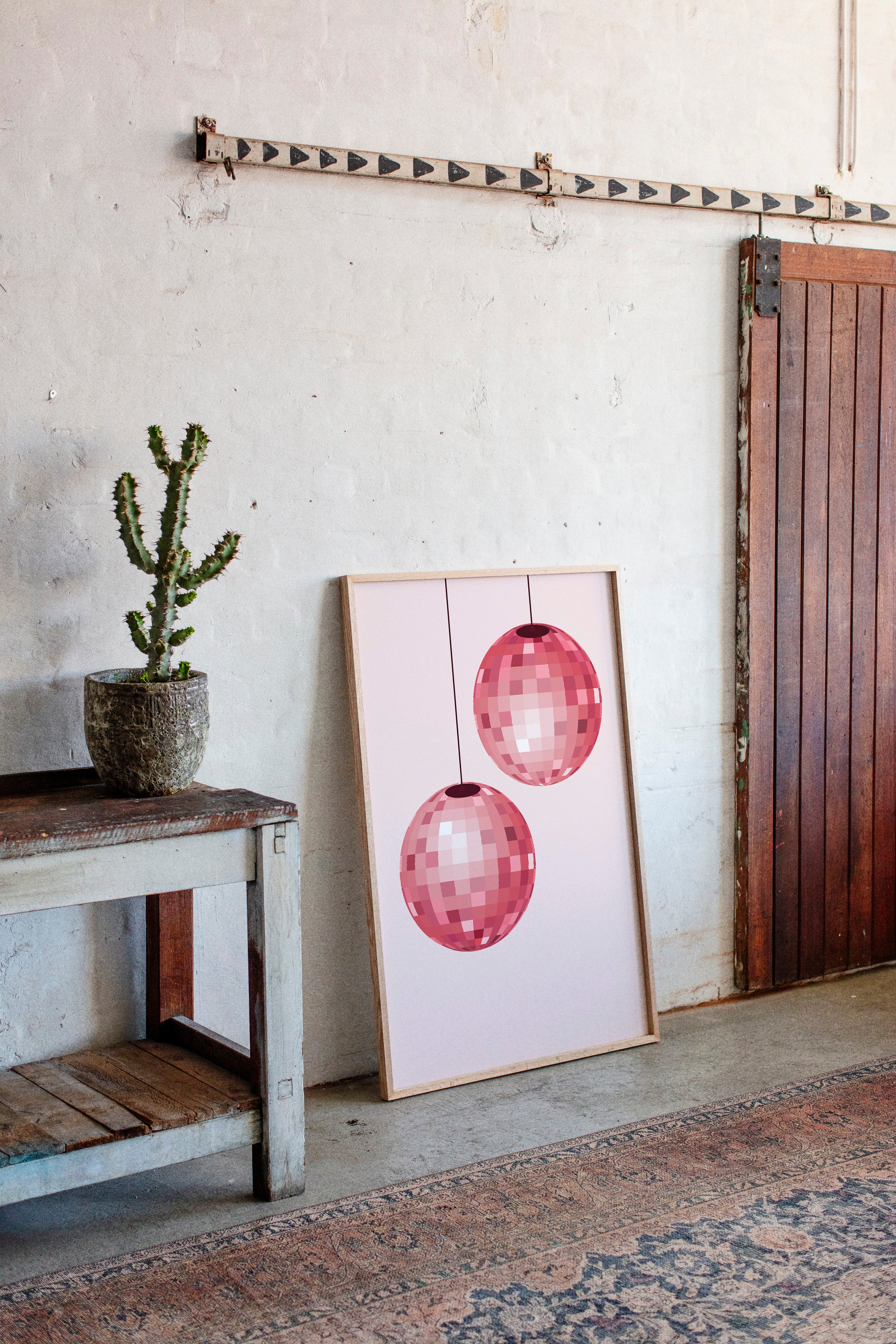 Rose Disco Spheres Catch Morning Light
