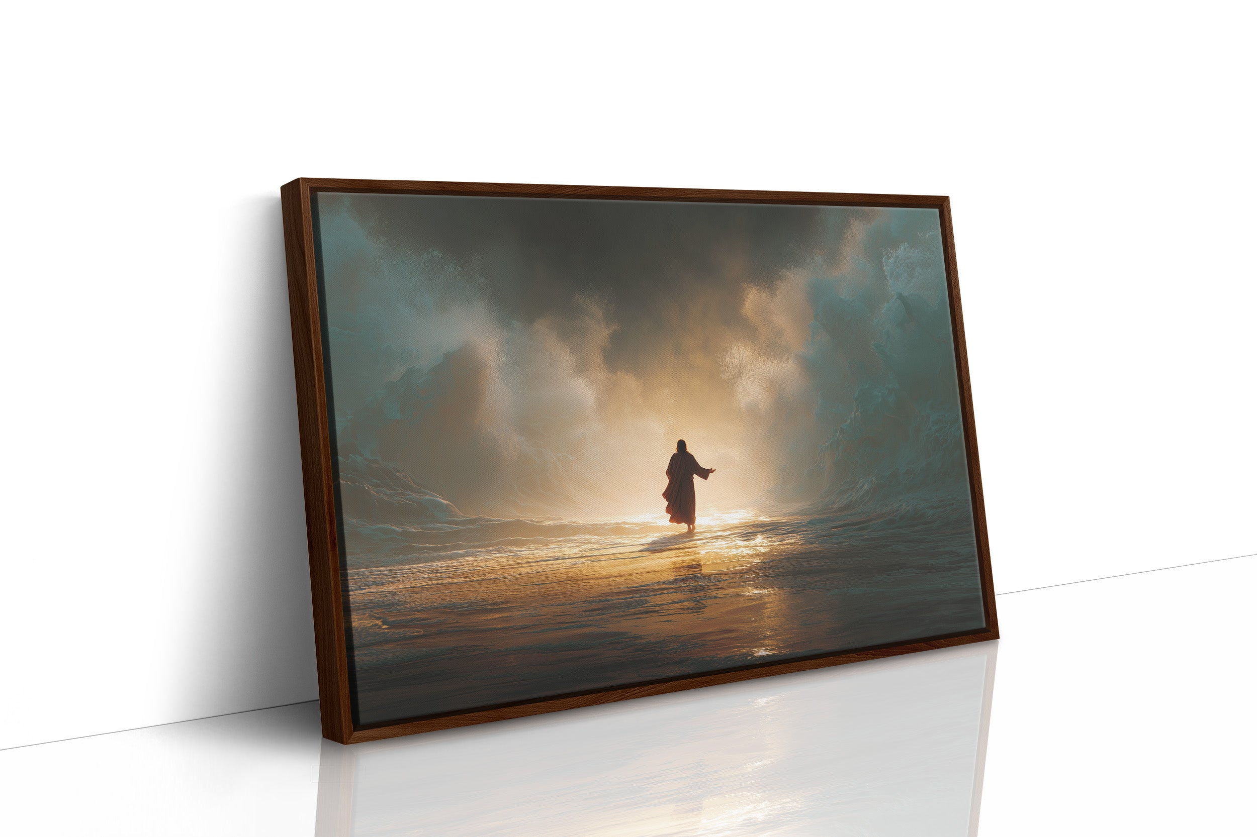 Solitary Figure Faces Rising Tide