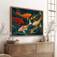 Koi Dance Through Starlit Waves