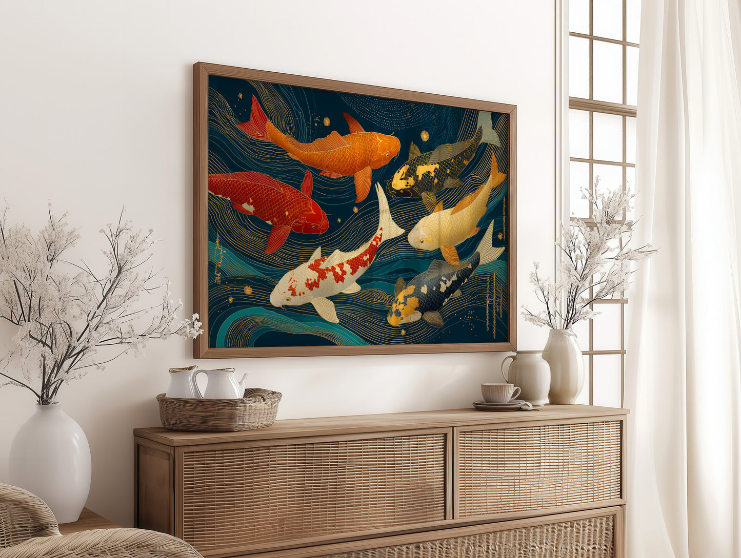 Koi Dance Through Starlit Waves