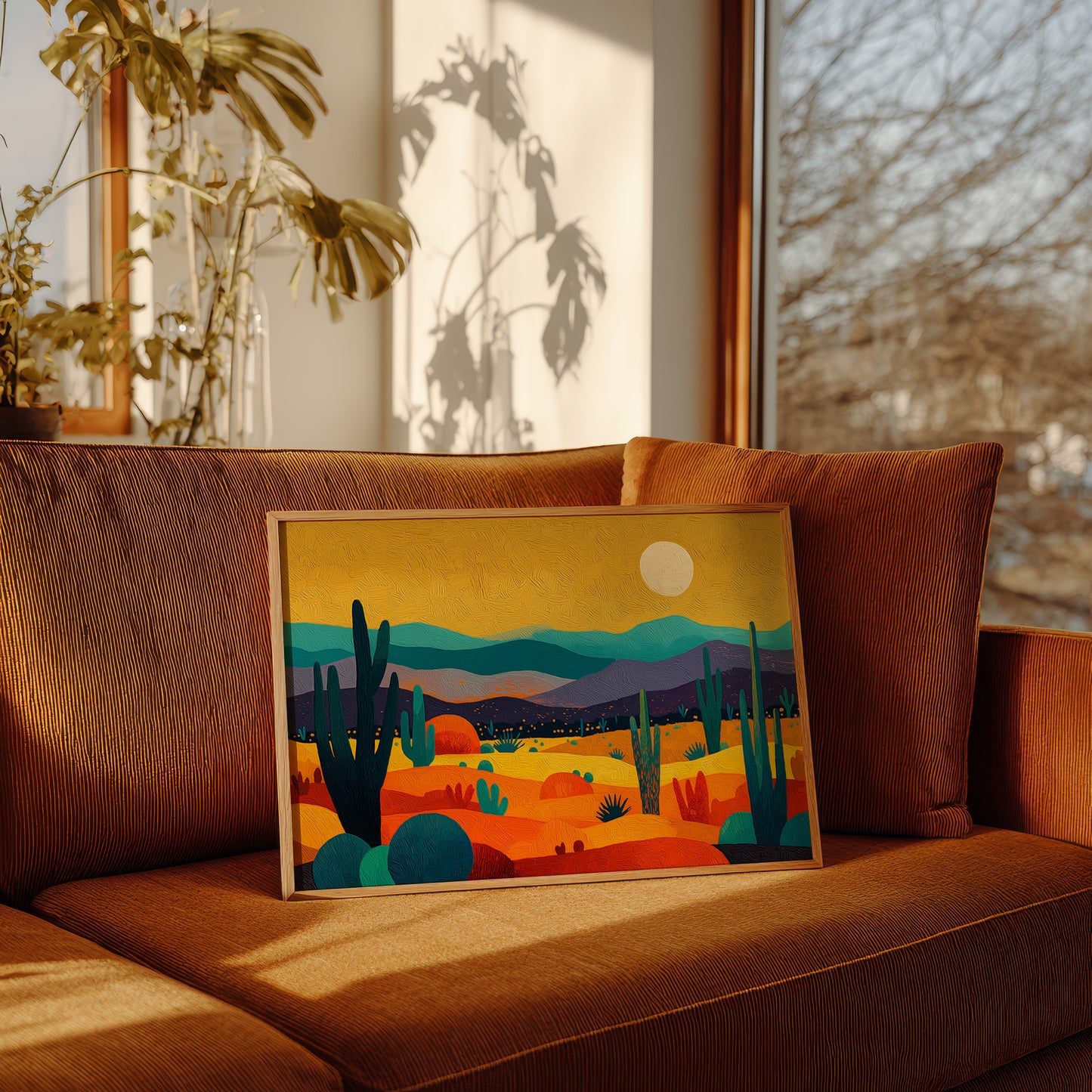 Saguaros Dance Under Golden Moons