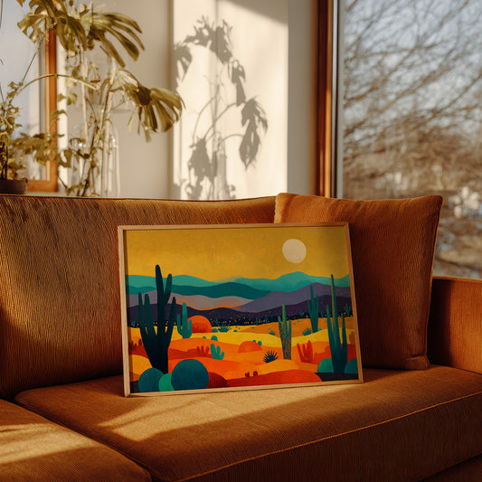 Saguaros Dance Under Golden Moons