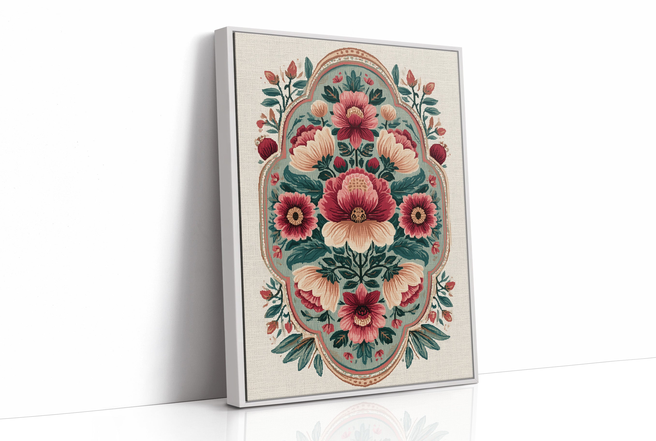 Sage Medallion: A Symmetrical Floral Tapestry