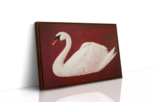 White Swan Against Crimson Night