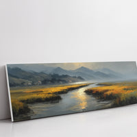 Golden Marsh Under Distant Peaks