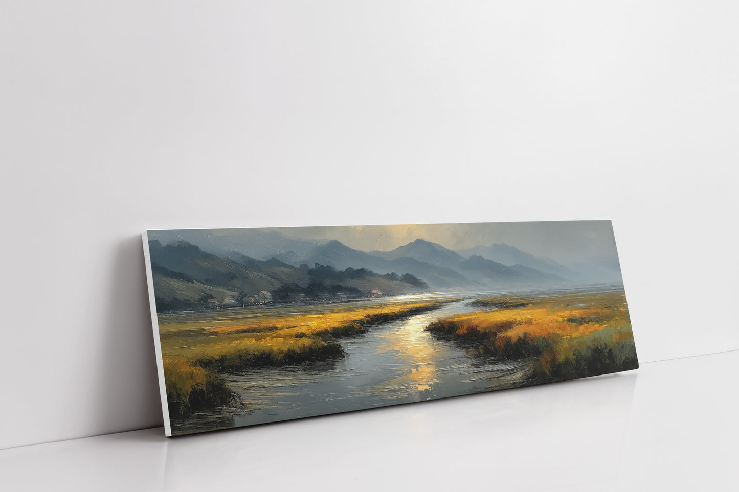 Golden Marsh Under Distant Peaks
