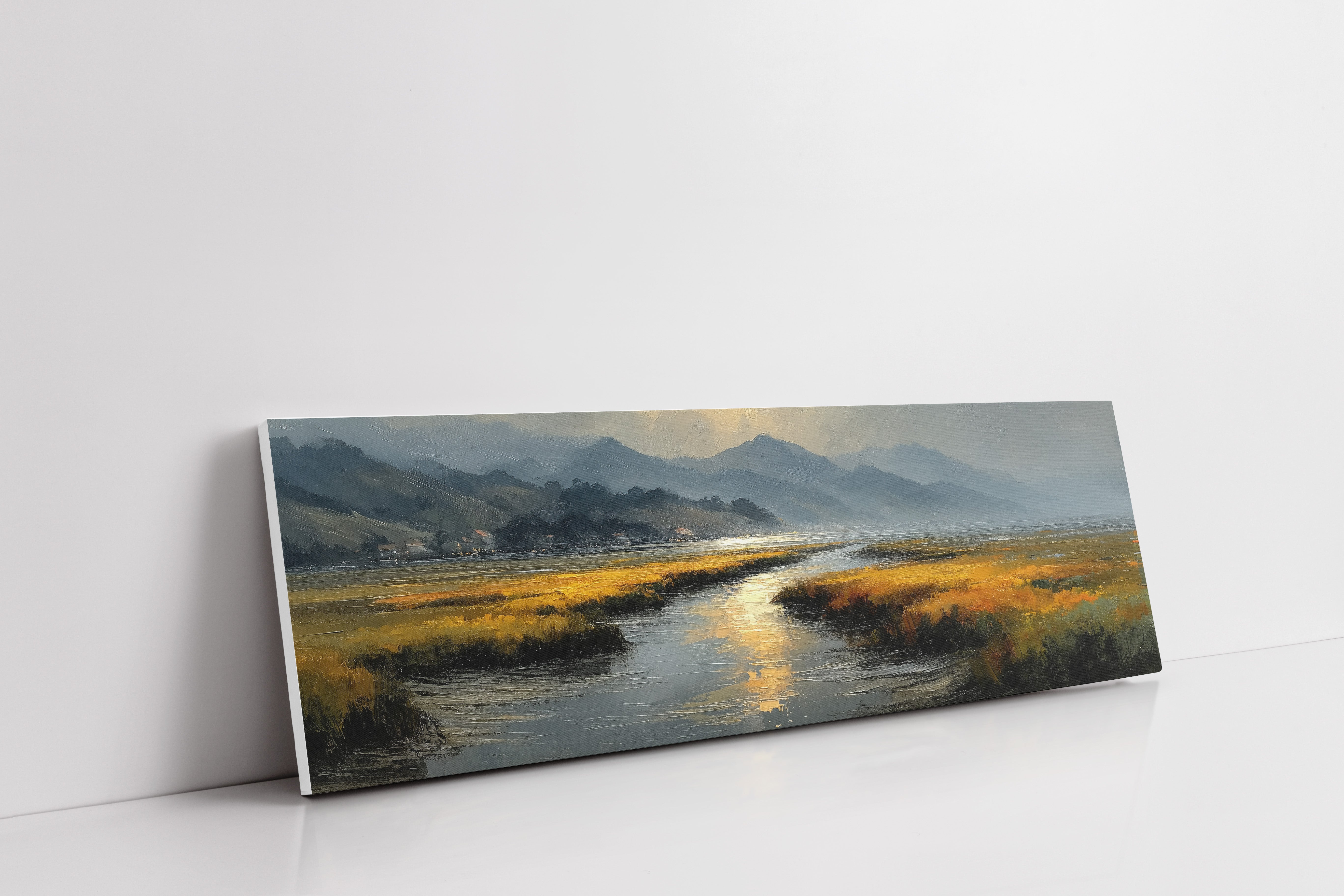 Golden Marsh Under Distant Peaks