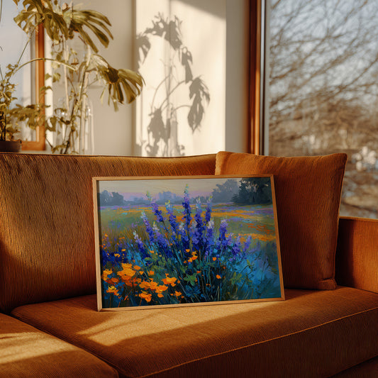 Delphiniums Dance With Golden Poppies
