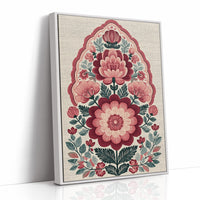 Crimson Bloom: A Folk Floral Medallion